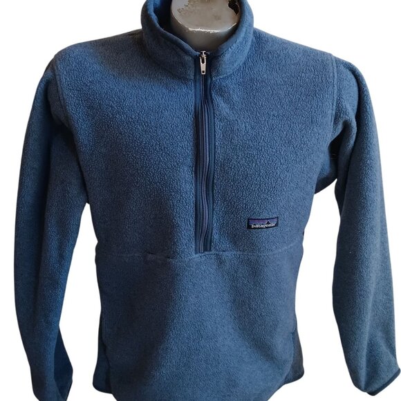 Men's Small Vintage Jacket Patagonia Synchilla Blue Fleece Pullover Quarter-Zip - Picture 1 of 5